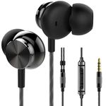 Betron BS10 Earphones Wired Headphones In Ear Noise Isolating Earbuds with Microphone and Volume Control Powerful Bass Driven Sound, 12mm Large Drivers, Ergonomic Design, Black