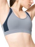 Yvette Criss-Cross Back Sports Bras, High Support Padded Sports Bras for Large Size, Fitness, Running, Jogging, Yoga Bra, Grey, 34D