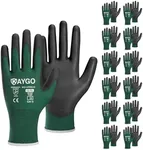 KAYGO Safety Work Gloves PU Coated-12 Pairs, KG11PB, Seamless Knit Glove with Polyurethane Coated Smooth Grip on Palm&Fingers, for Men and Women, Ideal for General Duty Work (X-Large,Dark Green)