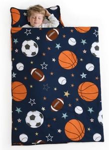 PHF Ball Toddler Nap Mat Set, with Removable Pillow for Toddler Boys, Soft and Lightweight for Daycare, Preschool, Travel, Kindergarten Sleeping Bag, Fits Ages 3-6 Years, Ball