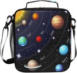 AUUXVA Kids Lunch Box, Planets Color, Unisex, 10.5x3.5x9.5 Inch, Oxford Material and Aluminum Film, Spacious, Lightweight, Adjustable Shoulder Straps, Heat Insulation