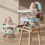 R for Rabbit Candy Pop Booster Chair for Baby | 2 in 1 Kids Feeding Chair with 4 Level Height Adjustment & 3 Point Safety Belt with Removable Dining Tray for Age 6 Months to 3 Years Infants (Aqua Blue)