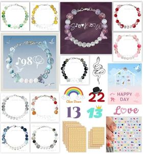 OhPinkShark Crystal Friendship Bracelets 11PCS for Singer Fans Original Design Adjustable Chain, Handmade Beads Bracelet DIY Words Decoration, Music Album Concert Party 28-in-1 Accessories Gift Merch,