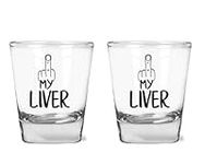 F**k My Liver - Drinking Humor - Funny Shot Glass for Parties - 1.75 oz Shot Glass Set (2)