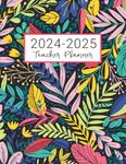 Teacher Planner: Lesson Plan for Class Organization | Weekly and Monthly Agenda | Academic Year August - July | Dark Tropical Floral Print