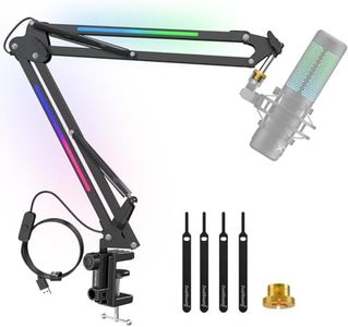 ZealSound Microphone Boom Arm Stand,Mic Arm Desk with RGB Light for QuadCast/Blue Yeti/Snowball/Shure SM7B/Rode NT1/Elgato,Rotatable Suspension Boom Scissor Stand for Gaming Streaming Podcast YouTube