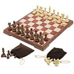 Magnetic Folding Chess Set,11"x 9.64" Portable Travel Chess Game Board Set,Magnetic Crafted Chess Pieces Storage with 2 Flannelette Bags,Perfect Kids Beginners and Adults CA