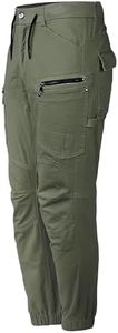 BIG BEE UTILITY Cargo Pants Regular Fit Cotton Drill Work wear Ankle Cuff Elastic Waist Jogger, Olive Green, 32