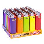 50 Bic Slim Flint Lighters J23 A Assorted Colours