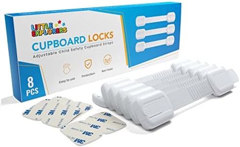 LittleExplorers Adjustable Child Safety Cupboard Locks (8 or 12 Pack) Baby Proof Cabinets & Drawers - Easy Install, No Tools Needed (8 Pack)