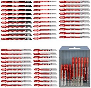 50PCS T-Shank Jigsaw Blades Set - FOCSTOL HSS/HCS Jig Saw Blades for Cutting Metal, Wood and Plastic (T118A,T118B,T101AO,T101B,T101BR,T144D)