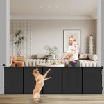 Fairy Baby 118" Extra Wide Retractable Baby Gate 34.6 Inch Tall Large Dog Fence for The House, Retractable Dog Gate Indoor for Stairs, Mesh Baby Gates with Fiberglass Rods (Black)