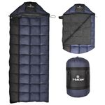 Hacer Kanchanjunga 3in1 Camping Sleeping Bag Open Comforter & Mattress -10 Degree Winter Nylon Lining Hiking Trekking Bags for Adults Baby, Men & Women (7.2ft, Navy Blue & Black, -10°C to 0°C, 2.5 kg)