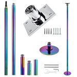 PRIORMAN Fixed Dance Pole with Set, 45 mm Professional Heavy Duty Steel Rod (Rotatable/Fixed) with 200 kg Load Capacity, Includes Ceiling Mounting Fixplate for Height Adjustable (2.25 - 2.70 m)