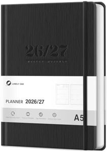Lonely Oak Academic Planner 2026-2027, A5 Daily Weekly and Monthly Planner 5.75" x 8.4", 13 Months Faux Leather School Year Agenda from Jul.2026 to Jul.2027 for Student and Teacher(Black)