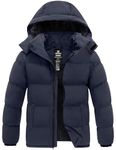 Wantdo Men's Lightweight Winter Coats Hooded Puffy Jackets Bubble Jackets (Navy, 2X-Large)