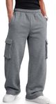 EFAN Men's Cargo Fleece Sweatpants Relaxed Straight Leg Joggers BlackGrey M