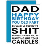 Funny Birthday Cards for Dad - You Old Fart - Joke Happy Birthday Card for Dad from Son Daughter, Rude Humour Banter Bday A5 Greeting Cards Gift for Daddy Papa Father