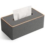 GORESE Rectangular Tissue Box Holder Tissue Box Cover PU Leather Facial Tissue Dispenser for Home Bathroom, Living Room, Bedroom, Dinning Room, Office, Car Automotive Decoration (Gray 1)…