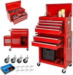 Tool Chest with 8 Drawers, 2-in-1 Mobile Steel Tool Cabinet Storage with Wheels & Lock, Tool Chest Organizer for Garage, Workshop, Home Crafts Use