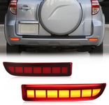 PGTOPONE Full LED Rear Bumper Reflectors Fog Brake Tail Light Lamps Compatible with Toyota Rav4 2006-2012/Scion xD 2008-2014 Turn Signal Feature Accessories (Red), PGTYRAV4RB0814001