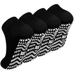 Artfasion Non Slip Socks with Grip: Men's Grippy Non Skid Ankle Socks for Hospital Elderly Women Pilates Fitness 4 Pairs Black X-Large