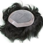 Stylazo Professional stock 100% human hair mens black brown toupee hair system hairpiece Hair Loss Solution Hair Patch/Wigs/Human Hair Toupee/Hair System Men Wigs Toupee to Cover Baldness Easily Attachment With Tape or Glue, 6 inch Hair (Size 10X7) (Black)