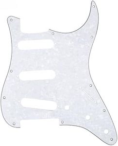 Musiclily SSS 11 Hole Strat Guitar Pickguard for Fender USA/Mexican Made Standard Stratocaster Modern Style, 4Ply White Pearl