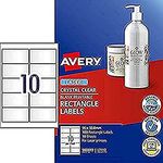 Avery A4 Crystal Clear Rectangle Labels - Product Stickers - Small Business Supplies - Clear, 96 x 50.8 mm, 100 Labels/10 Sheets (980019/ L7113)