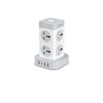 Goldmedal Turbomax 8+4 Extension Cord (White) – Pack of 1, 8 Outlet Universal Sockets with Safety Shutter, 3 USB+1 USB C Type Ports, Master Switch with Indicator, 2-meter Cable for Home & Office