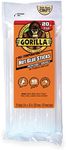 Gorilla Hot Glue Sticks, Full Size, 8" Long x .43" Diameter, 20 Count, Clear, (Pack of 1)