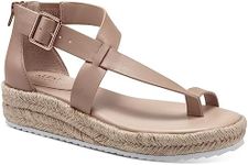 Alfani Womens Moira Faux Leather Toe Loop Wedge Sandals Beige 7.5 Medium (B,M)