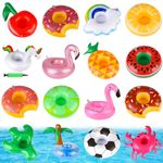 QUACOWW 17 PCS Inflatable Drink Holder Pool Drink Holder Coasters for Drinks Inflatable Bottle Holder Floating Bath Holder for Pool Kids Family Pool Party Bottle Holder