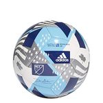 adidas,Mens,MLS Club Ball,White/Bright Cyan/Iron Metallic/Pantone,3