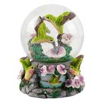 Elanze Designs Green Family Flittering Hummingbirds with Purple Flowers Bird Tabletop Figurine 100MM Sturdy Glitter Water Snow Globe Plays Tune You Light Up My Life