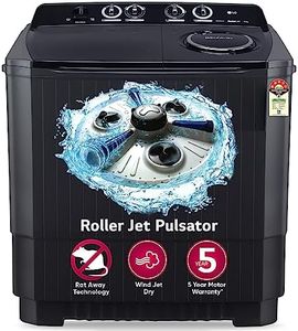 LG 11 Kg 5 Star Wind Jet Dry Rat Away Technology Semi-Automatic Top Loading Washing Machine (P1155SKAZ, Roller Jet Pulsator, Punch + 3, Middle Black)