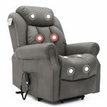 Elite Care Hainworth Dual Motor riser recliner chair rise lift with heat and massage (Grey)