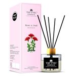 Tattvic Essence Rose & Oud 120ml Glass Reed Diffuser Set | Free 6 Fibre Reeds | Natural Room Freshener for Home, Bedroom | Toxin Free, Aromatherapy, Luxury, Long Lasting | Best Gifting Options