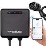 Smart EV Charger Wall Box Type 2 7.4kW 32Amp Nano by Vorsprung with Smart App WiFi Bluetooth Fast Charge 5.2m Cable EV charging Point Easy to Install Earthing Protection Electric Cars Black