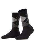 Burlington Women's 1 Pair Covent Garden Cotton Argyle Socks 4.5-8.5 Black