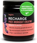 LEGION Recharge Post Workout Supplement - All Natural Muscle Builder & Recovery Drink with Micronized Creatine Monohydrate. Naturally Sweetened & Flavored, Safe & Healthy. (Grape, 60 Serving)