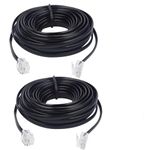 KEBILSHOP 10 Meter rj11 Telephone Cable (2 pin, 1 line) Rj11 male to male Cable Cable or Landline,Phone,Modem or Fax Machine.2 Pcs Packing(Black)