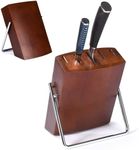 Vdomus Rubber Wood Knife Block - 9x7x3-Inch Universal Knife Holder for Kitchen Counter - Knife Stand Holder with Non-Slip Pad - Knives Storage Block with Large Capacity up to 12 Knives - Brown