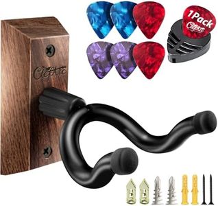 ClefArc Guitar Wall Mount 1 Pack, Black Walnut Guitar Wall Hangers, U-Shape Hardwood Guitar Hanger, Guitar Gifts for Men Guitarists, Guitar Accessories, with 6 Assorted Guitar Picks