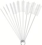 Small Cleaning Brushes 10 Variable Sizes for Cleaning Small Pipe Bottle Reusable Straw Multipurpose Cleaner Brushes (White)