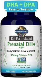 Garden of Life Dr. Formulated Prenatal Vegan DHA - Certified Vegan Omega 3 Supplement with 400mg DHA + DPA from Algal Omega 3 in Triglyceride Form, Non-GMO Algae Omega 3 for Vegans, 30 Softgels