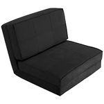 COSTWAY Folding Sofa Bed, 5-Position Adjustable Lazy Floor Sofa Chair Lounger Sleeper Seat with Suede Cover, Convertible Fold Out Sofa Bed Couch Guest Mattress for Living Room Bedroom Office (Black)