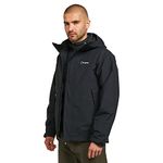 Berghaus Men's Stormcloud Prime 3-in-1 Waterproof Jacket with Adjustable Hood and 2 Zipped Pockets, Men's 3-in-1 Jacket, Men's Raincoat, Black, L