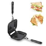 Toasted Sandwich Maker, Double Sided Non-Stick Stovetop Toastie Maker Panini Press Grill Flip Pan with Heat-Resistant Handles for Home Kitchen Outdoors Camping