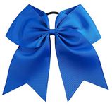 Kenz Laurenz Cheer Bows Blue Cheerleading Softball - Gifts for Girls and Women Team Bow with Ponytail Holder Complete your Cheerleader Outfit Uniform Strong Hair Ties Bands Elastics by (1)